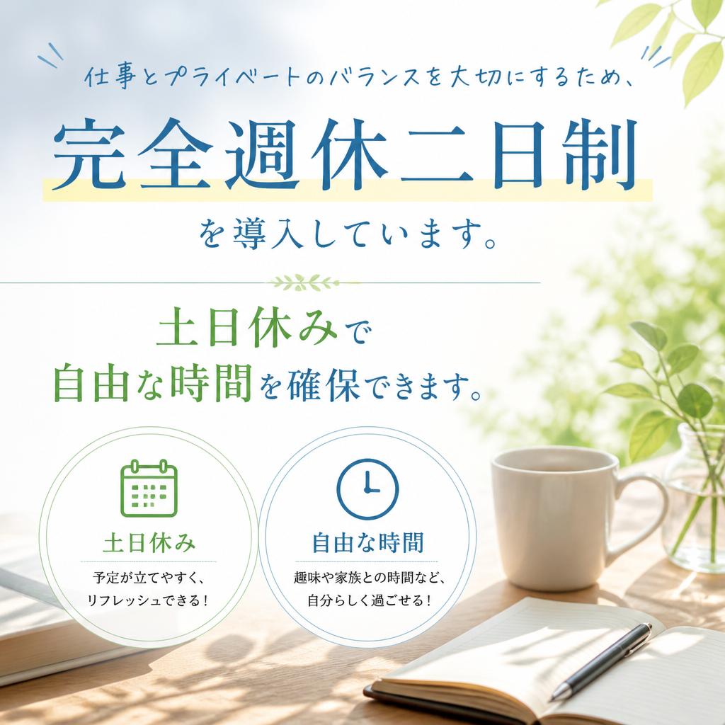 土日休みでプライベートも充実