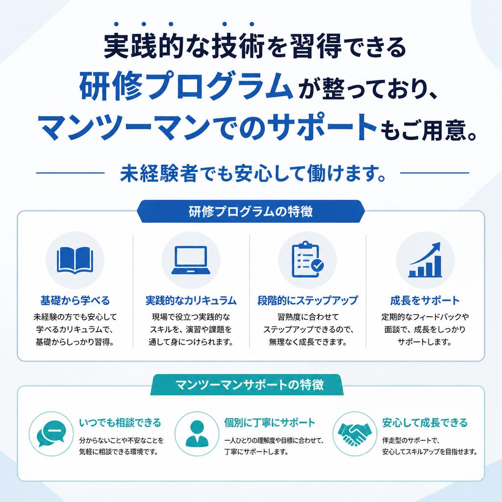充実した研修制度で未経験者も安心